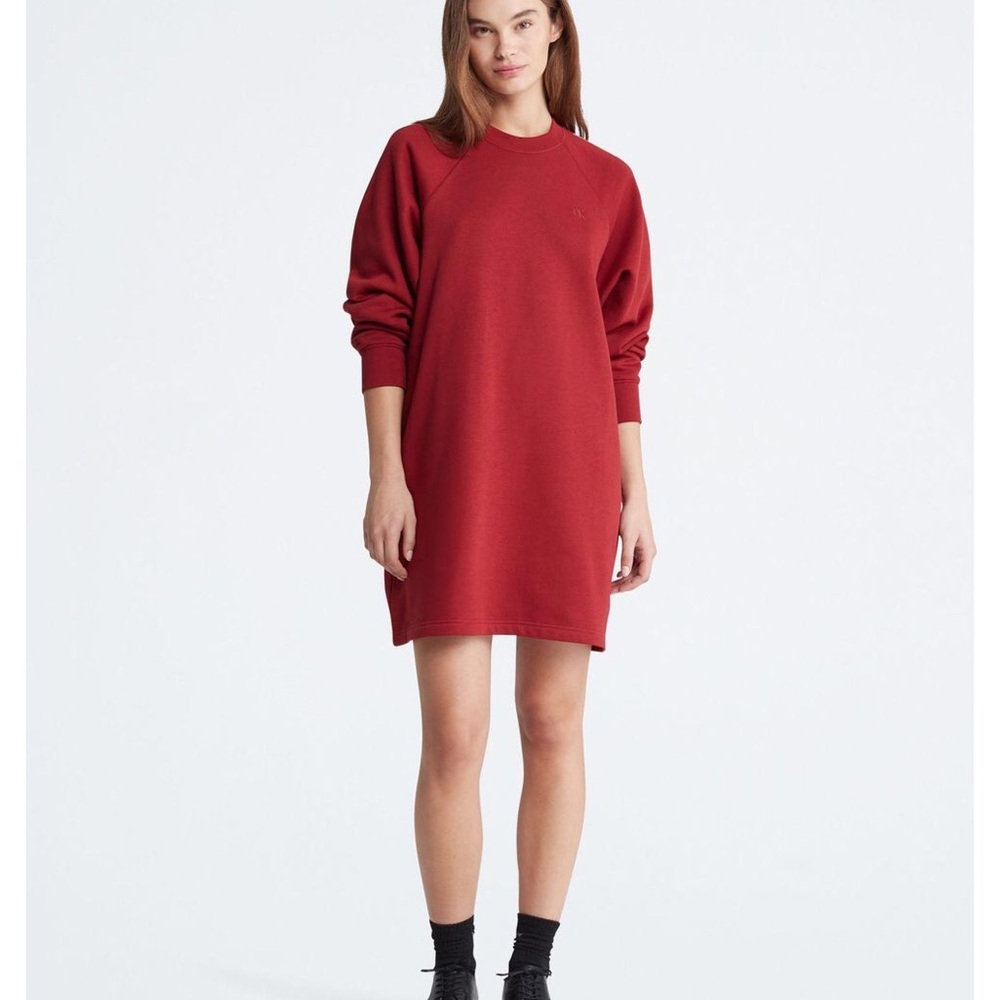 Calvin Klein Archive Red Casual Sweatshirt Dress